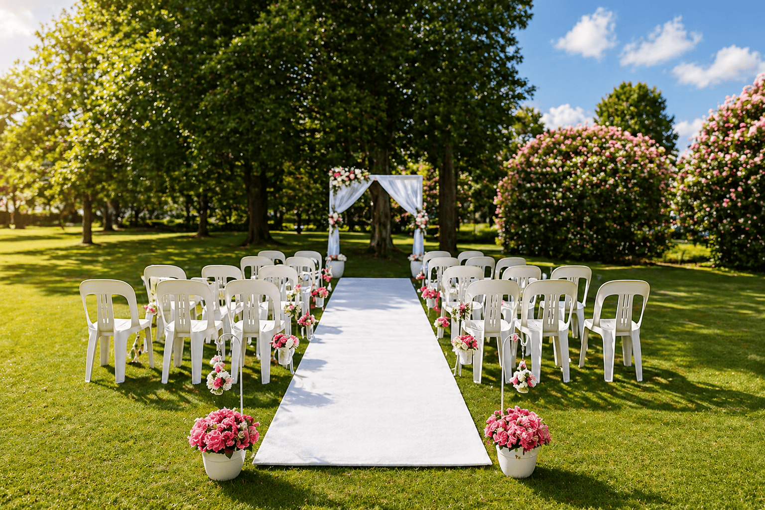park wedding ceremony setup