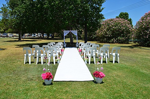 park wedding ceremony setup